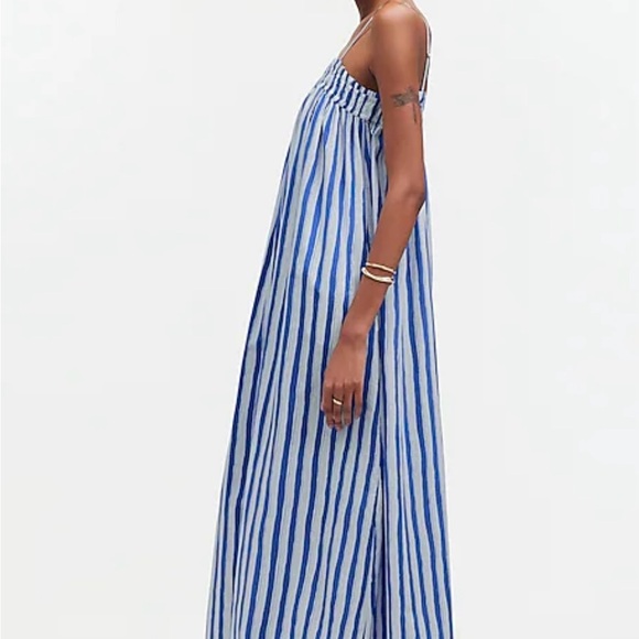 Madewell Ruffle A Line midi dress in striped poplin. Color blue star. Never worn - Picture 3 of 8